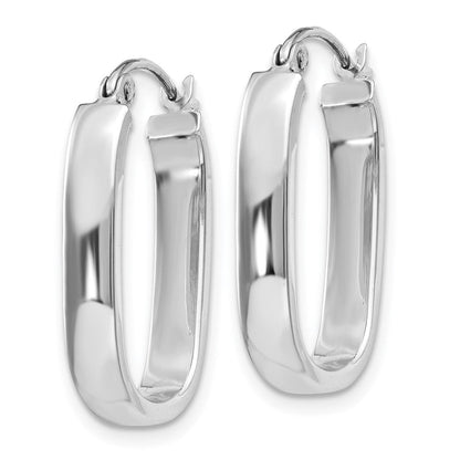 14K Weißgold Poliert Oval Röhre Creolen