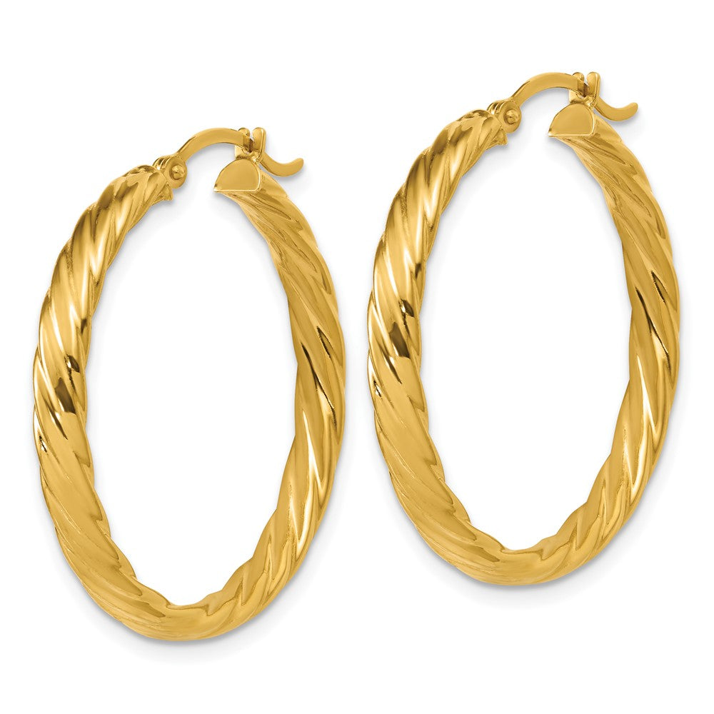 14K Gelbgold Groß 3mm Gemustert Creolen