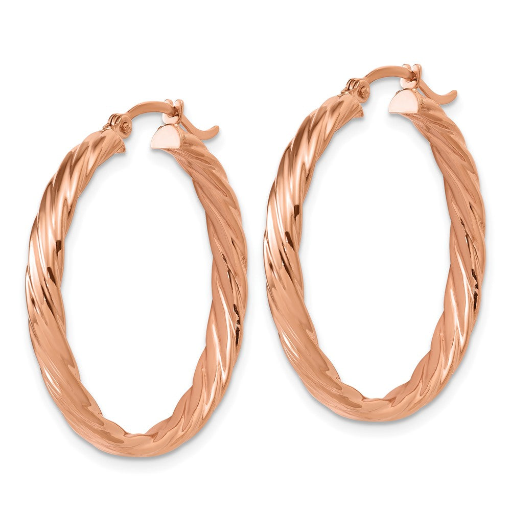 14K Roségold Groß 3mm Gemustert Creolen