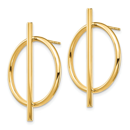 14K Gelbgold Kreis & Stab Ohrstecker