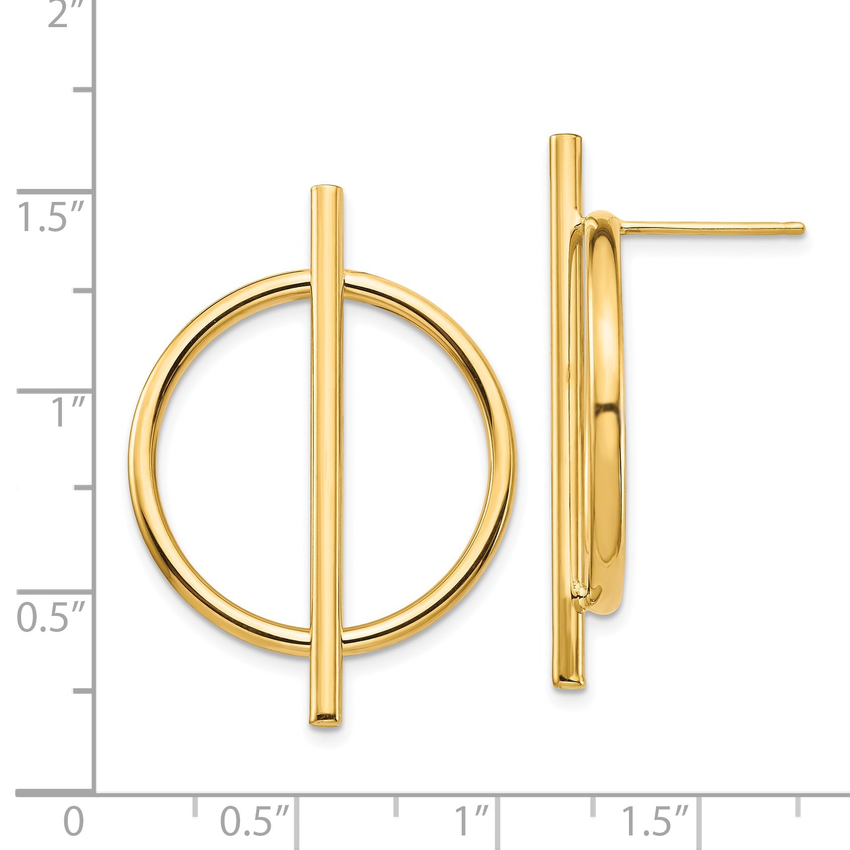 14K Gelbgold Kreis & Stab Ohrstecker