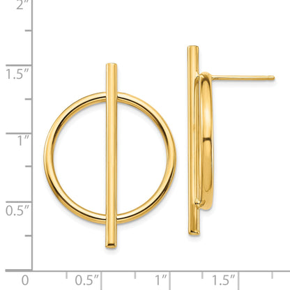 14K Gelbgold Kreis & Stab Ohrstecker