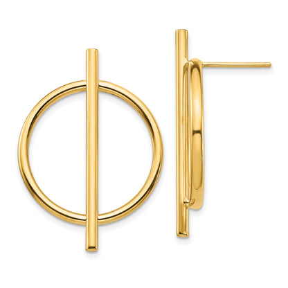 14K Gelbgold Kreis & Stab Ohrstecker
