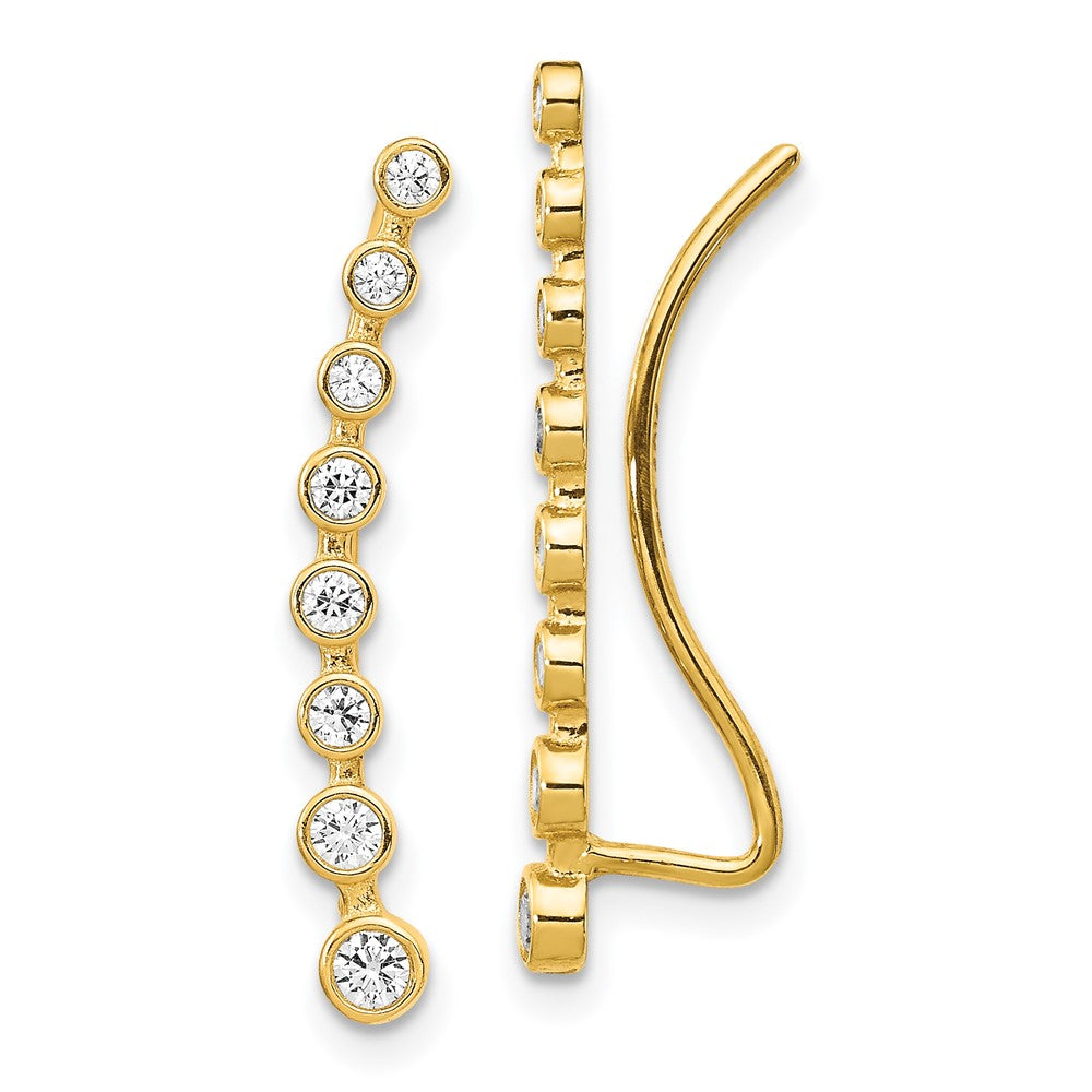 14K Gelbgold Zirkonia Ohr Climber Ohrringe