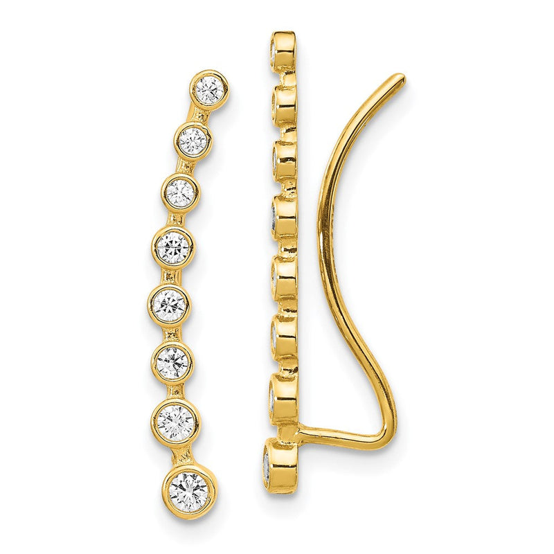 14K Gelbgold Zirkonia Ohr Climber Ohrringe