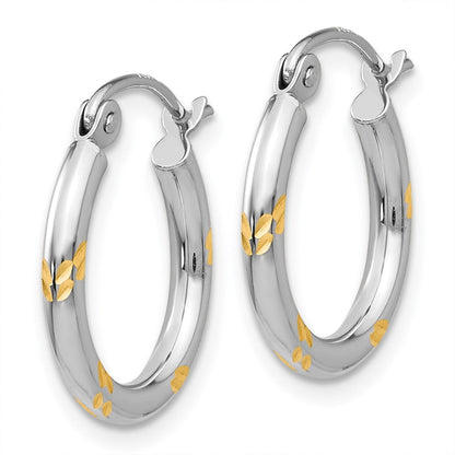 14K Weißgold und Gelb Rhodium Diamantiert Creolen