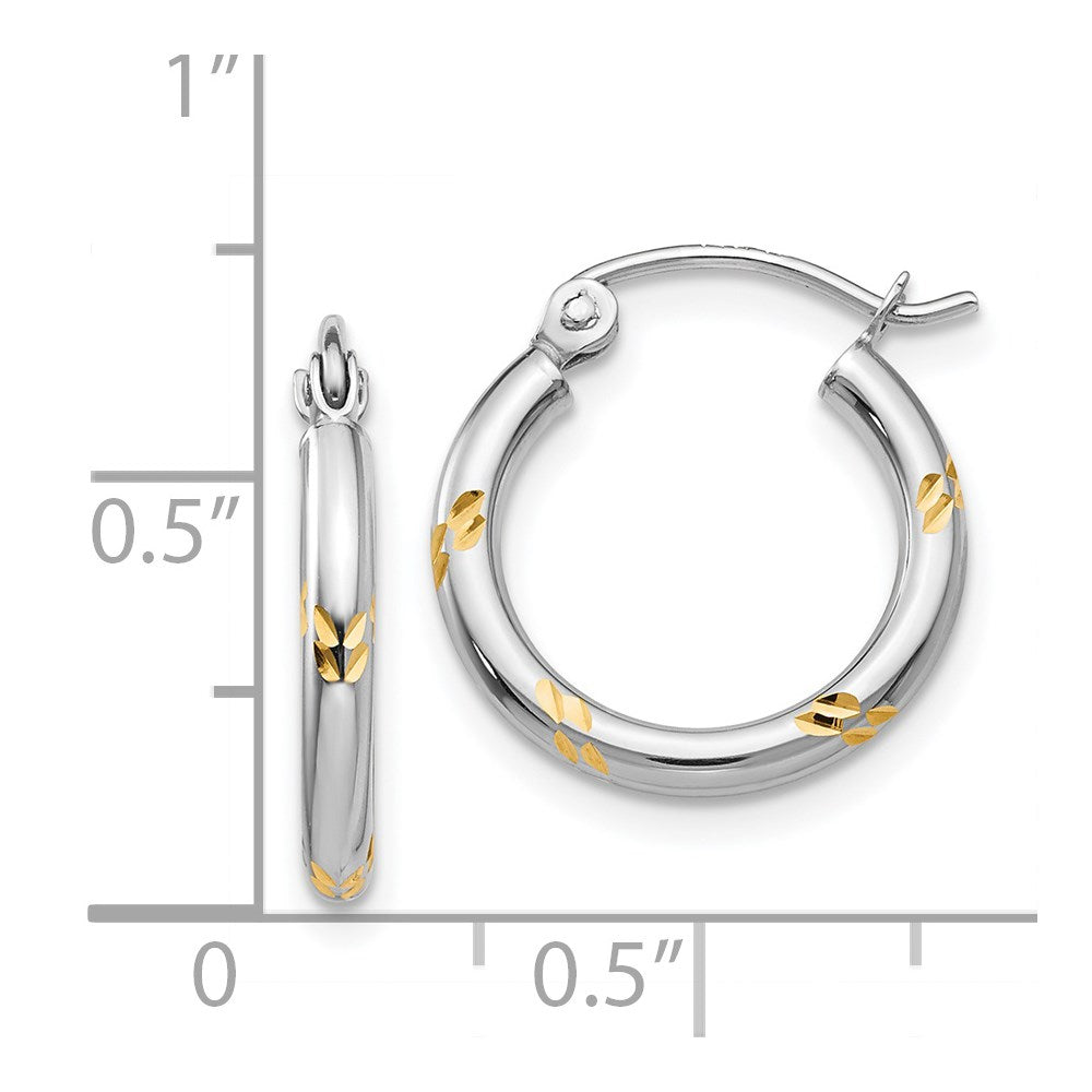 14K Weißgold und Gelb Rhodium Diamantiert Creolen