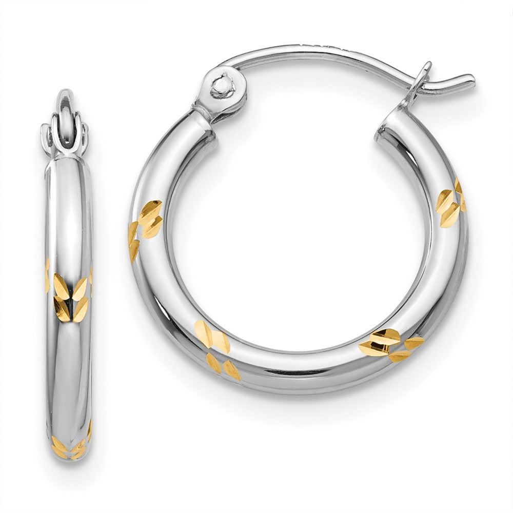 14K Weißgold und Gelb Rhodium Diamantiert Creolen