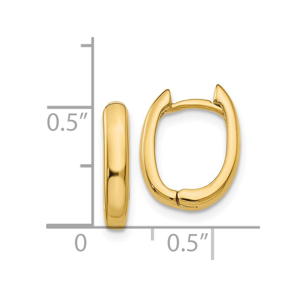 14K Gelbgold Oval Klappbar Creolen