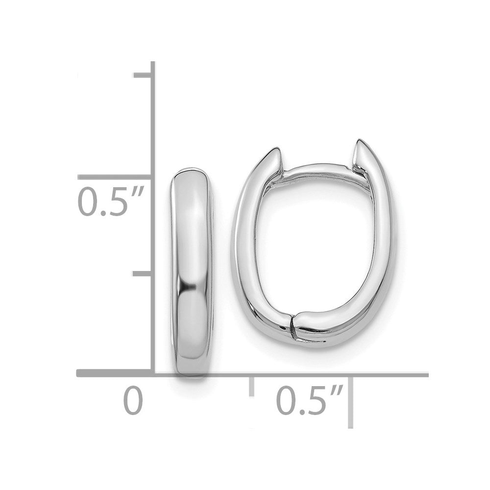 14K Weißgold Oval Klappbar Creolen