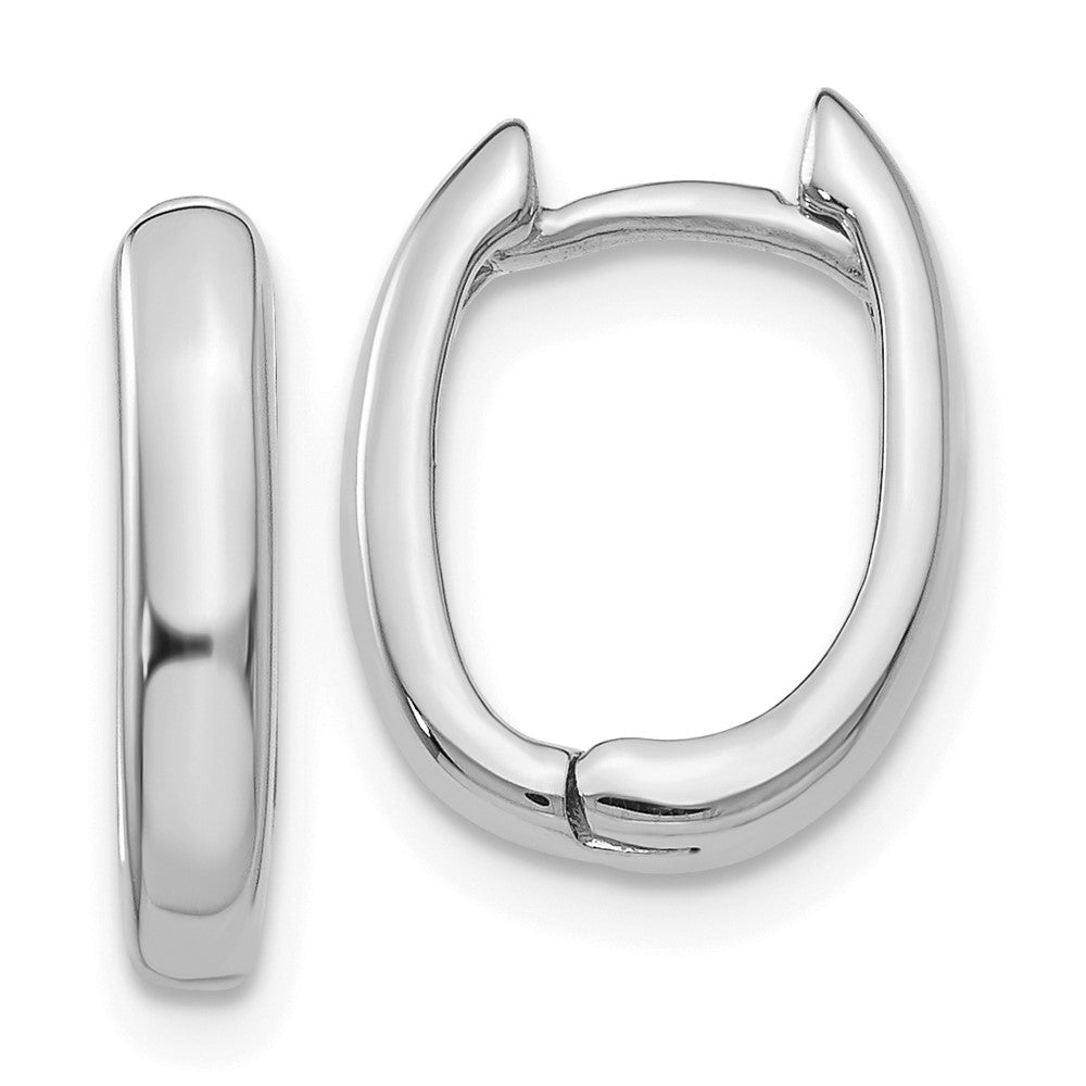 14K Weißgold Oval Klappbar Creolen