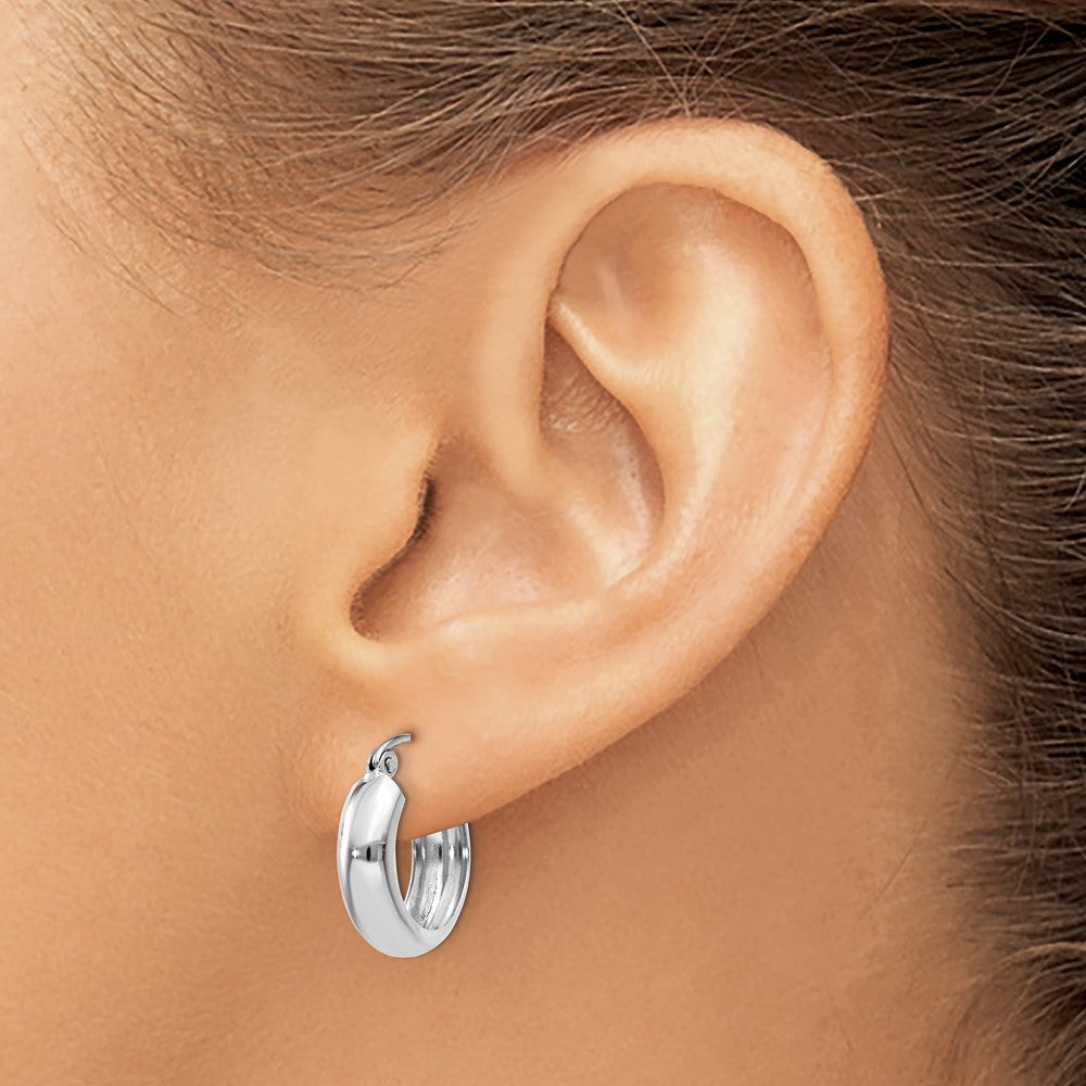 14K Weißgold 4mm Rund Creolen