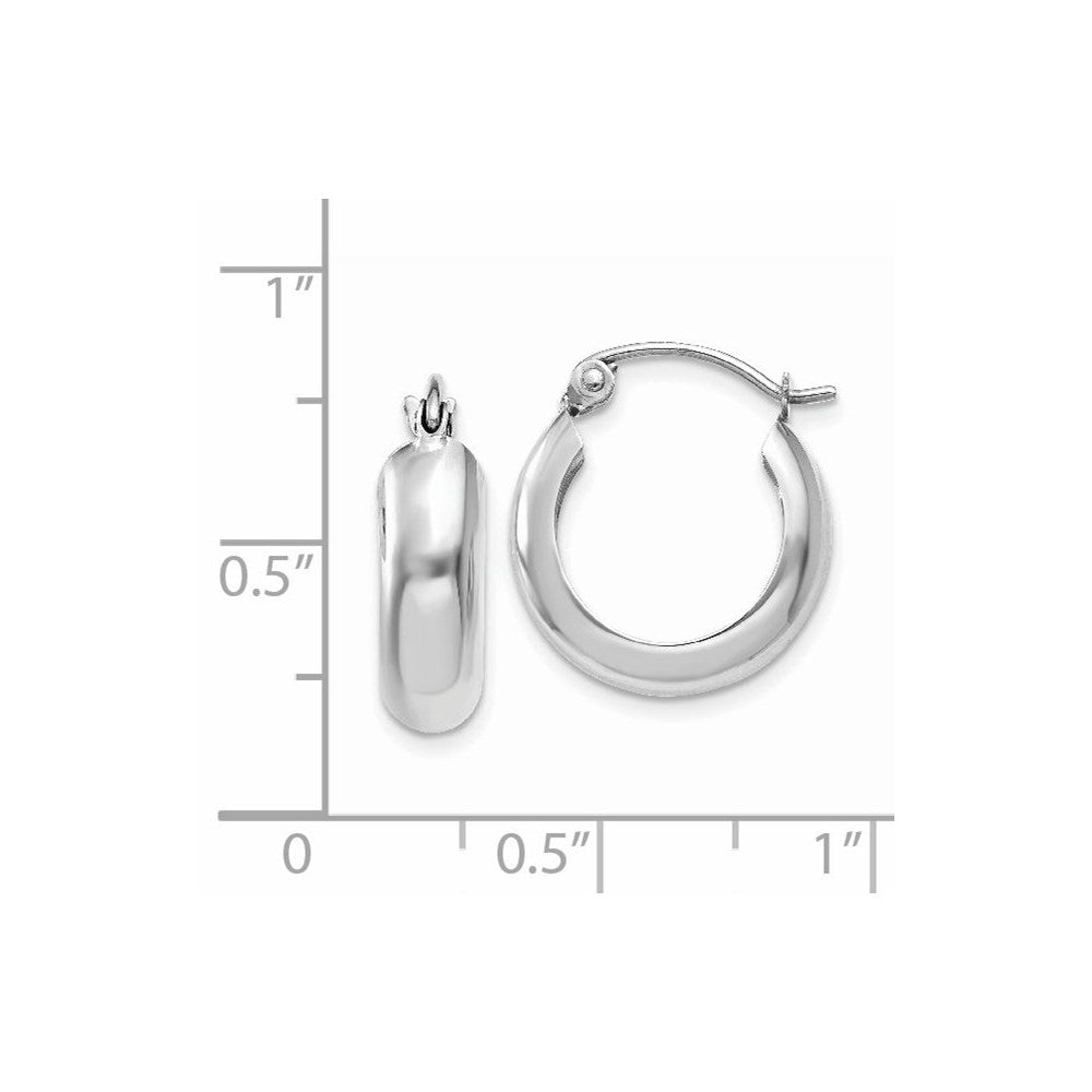 14K Weißgold 4mm Rund Creolen