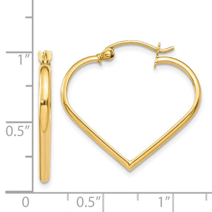14K Gelbgold Poliert 2mm Herz Creolen