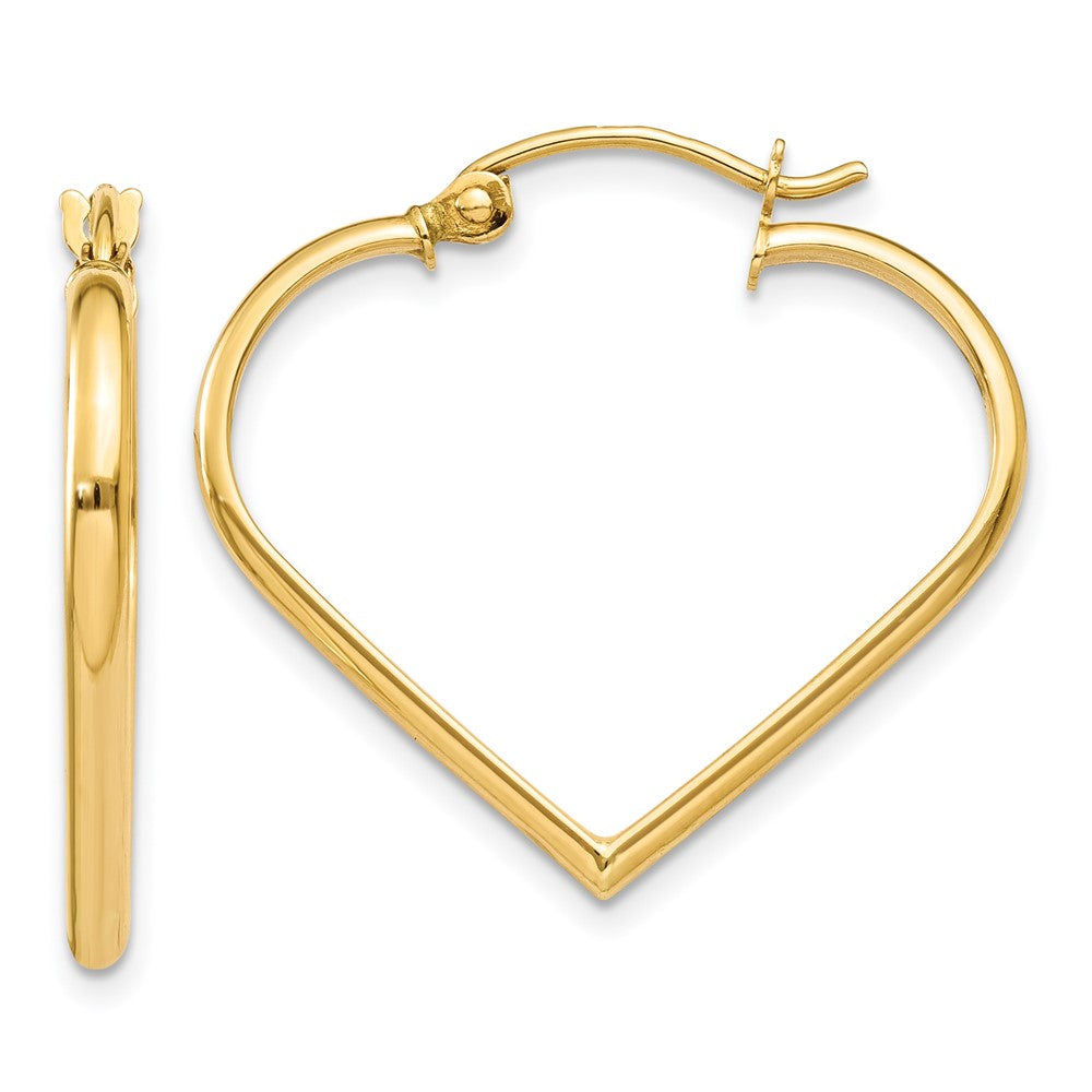14K Gelbgold Poliert 2mm Herz Creolen