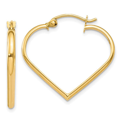 14K Gelbgold Poliert 2mm Herz Creolen