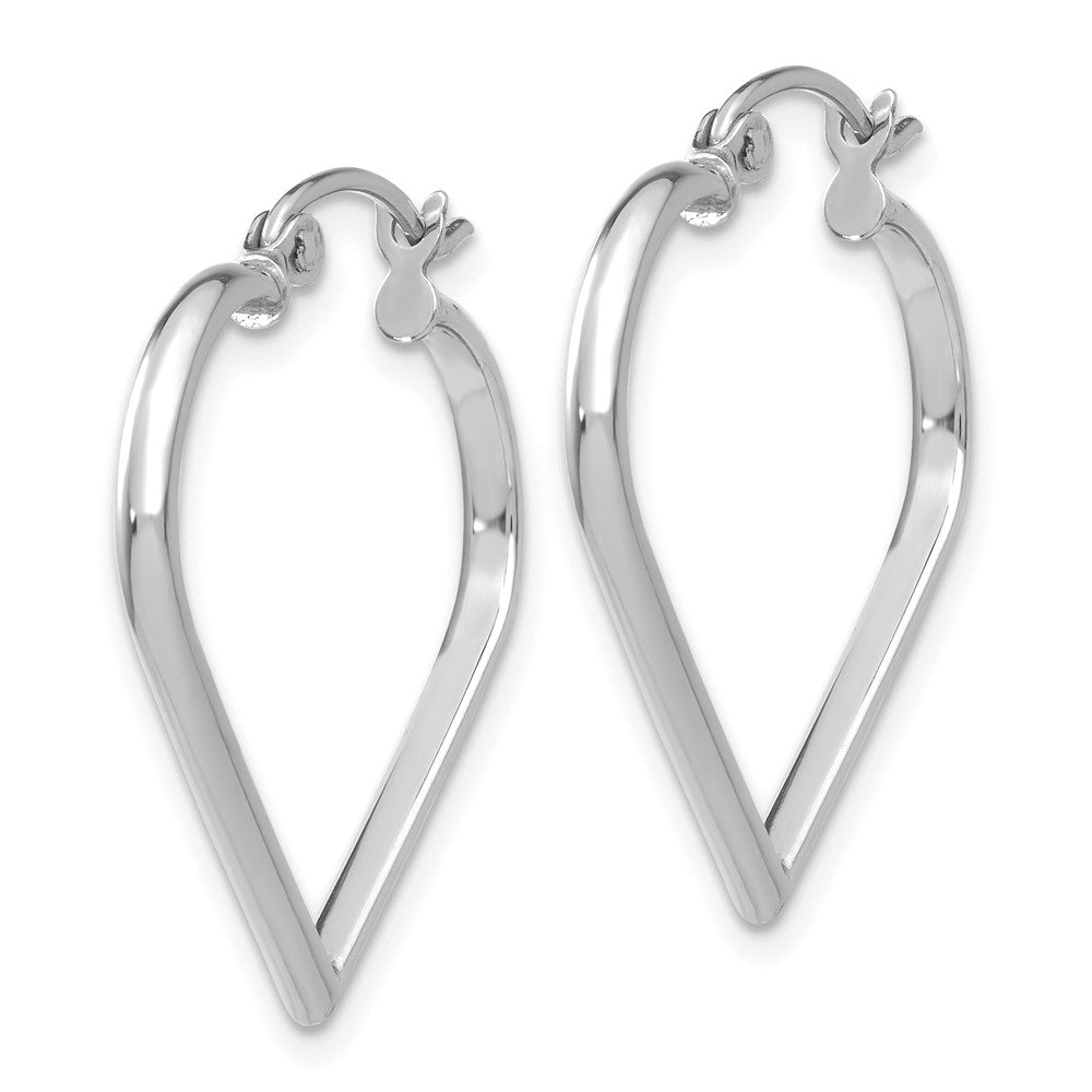 14K Weißgold 2mm Herz Creolen