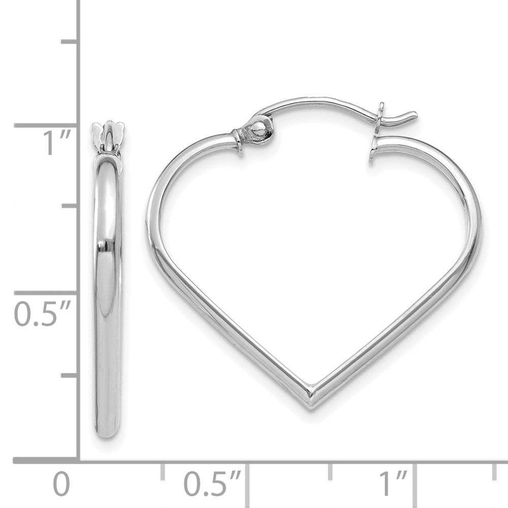 14K Weißgold 2mm Herz Creolen