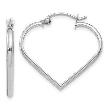 14K Weißgold 2mm Herz Creolen