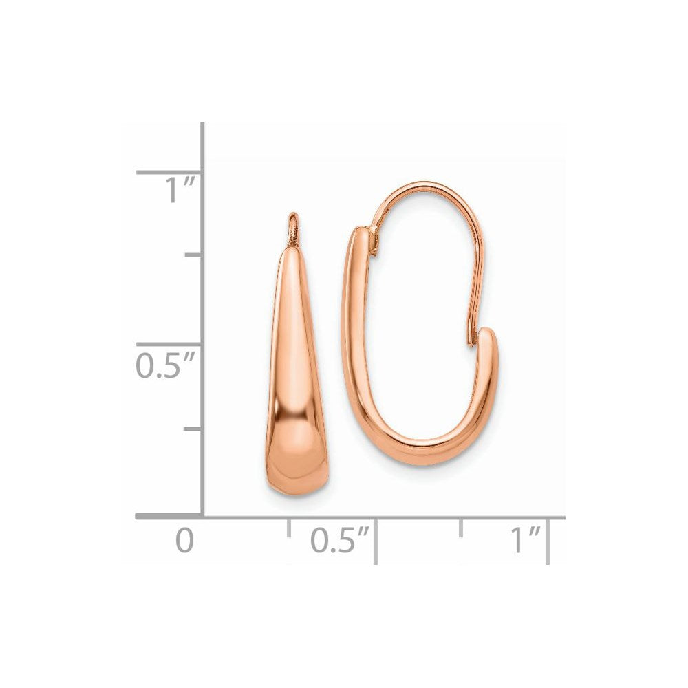 14K Roségold Poliert Verjüngt J-hoop Draht Ohrringe