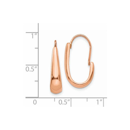 14K Roségold Poliert Verjüngt J-hoop Draht Ohrringe