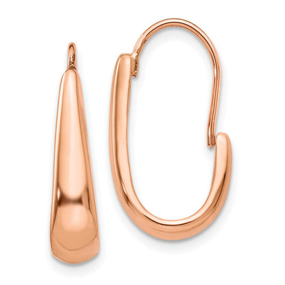 14K Roségold Poliert Verjüngt J-hoop Draht Ohrringe
