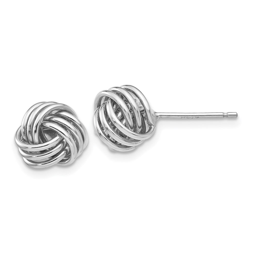 14K Weißgold Ridged Liebe Knoten Ohrstecker