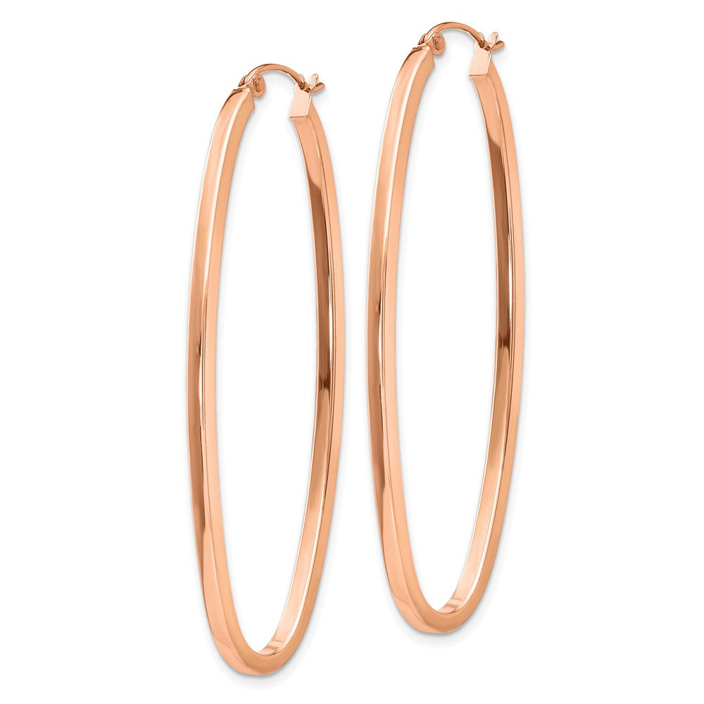 14K Roségold 2mm Quadratisch Röhre Oval Creolen
