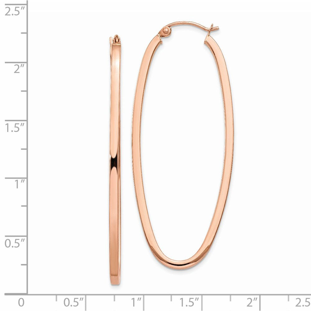 14K Roségold 2mm Quadratisch Röhre Oval Creolen