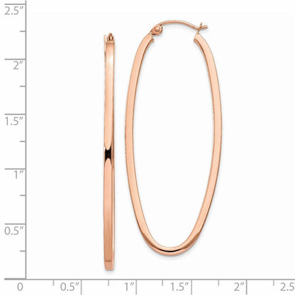 14K Roségold 2mm Quadratisch Röhre Oval Creolen