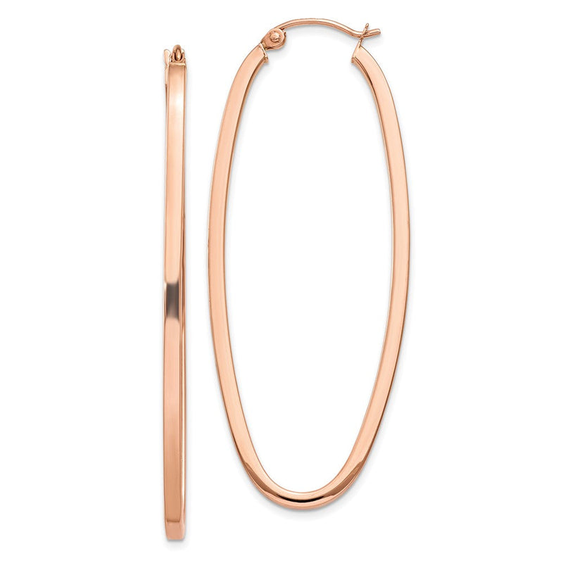 14K Roségold 2mm Quadratisch Röhre Oval Creolen