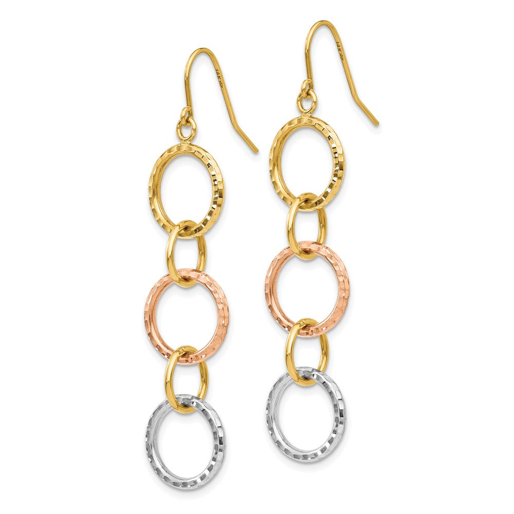 14K Tricolor Diamantiert Kreis Ohrhänger