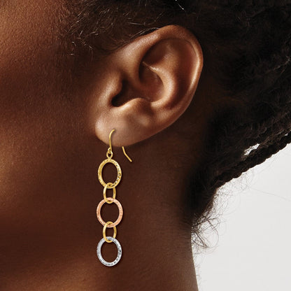 14K Tricolor Diamantiert Kreis Ohrhänger