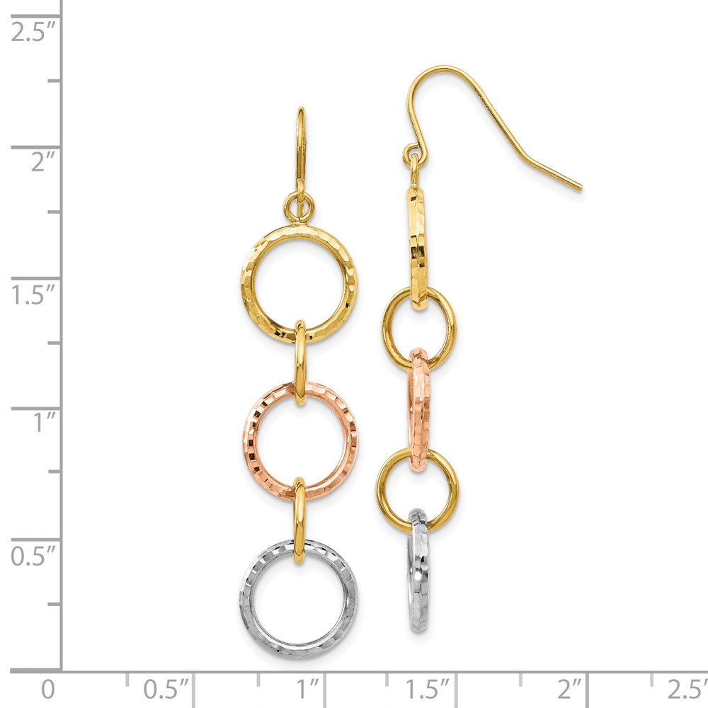 14K Tricolor Diamantiert Kreis Ohrhänger