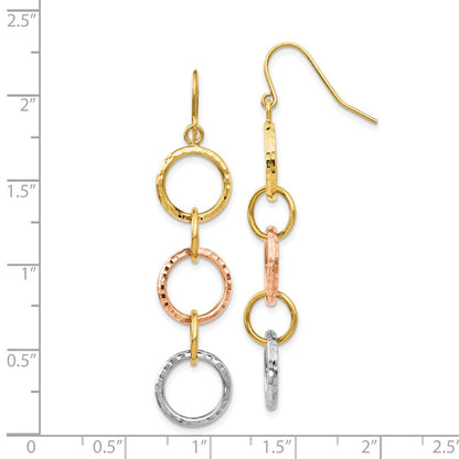 14K Tricolor Diamantiert Kreis Ohrhänger