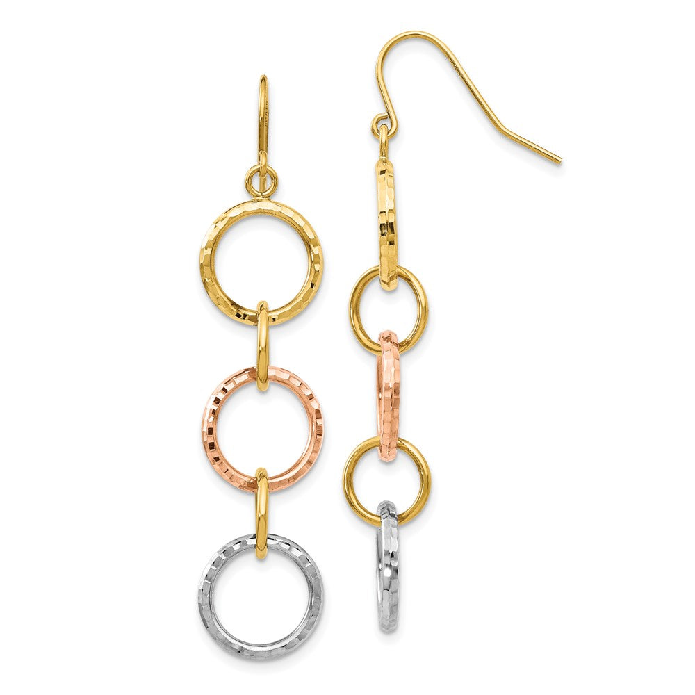 14K Tricolor Diamantiert Kreis Ohrhänger