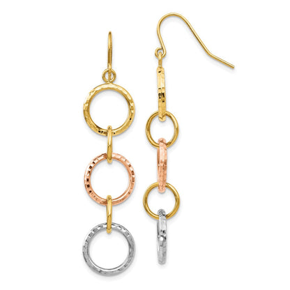 14K Tricolor Diamantiert Kreis Ohrhänger