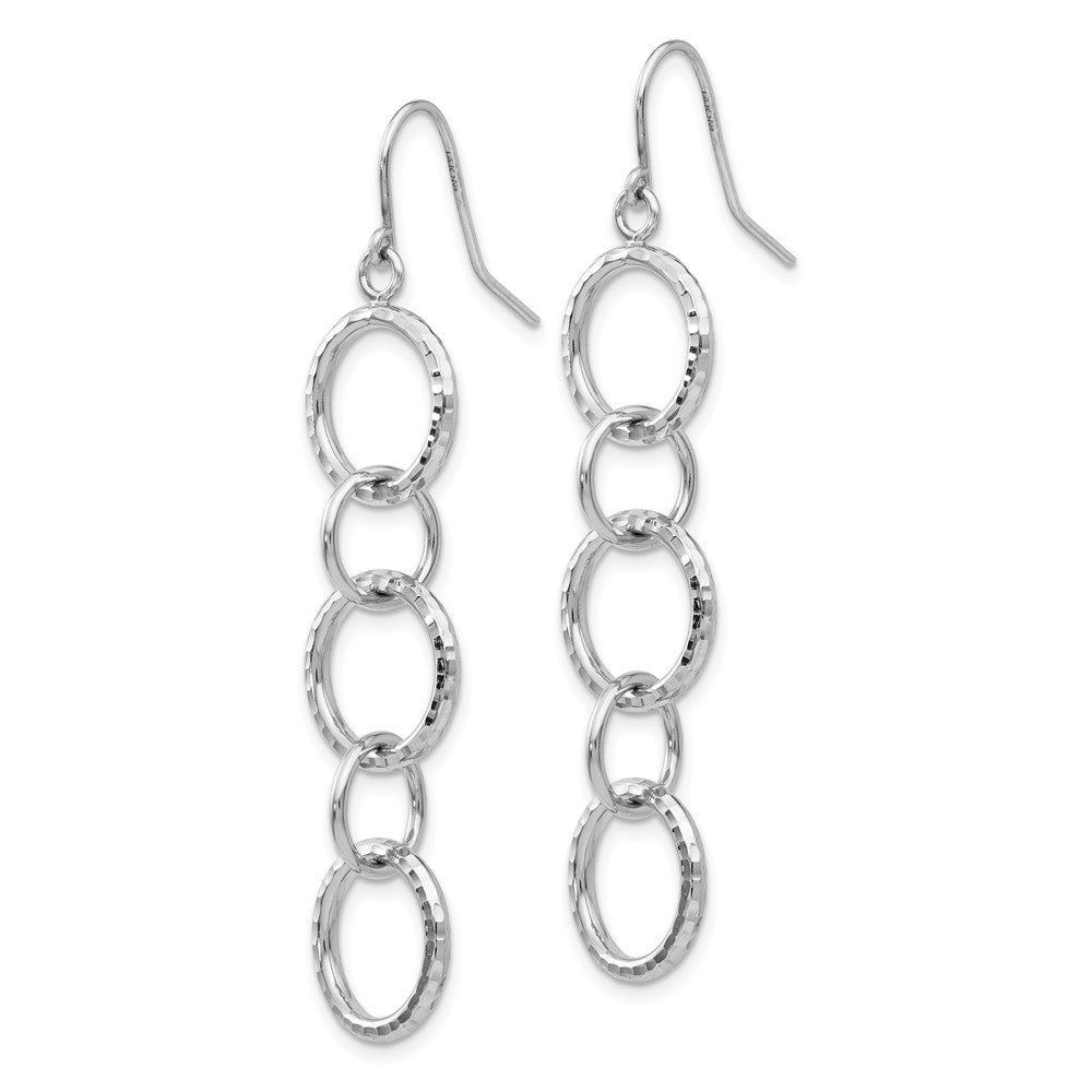 14K Weißgold Diamantiert Kreis Ohrhänger