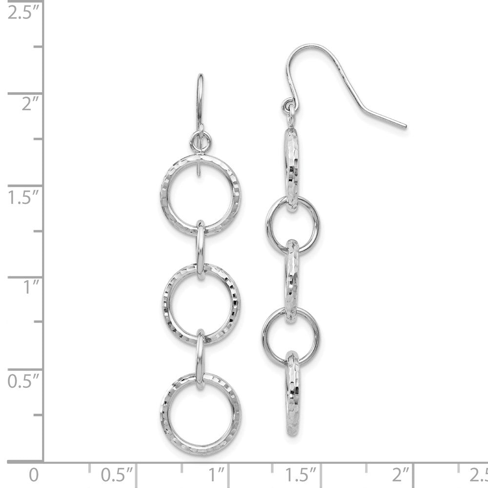 14K Weißgold Diamantiert Kreis Ohrhänger