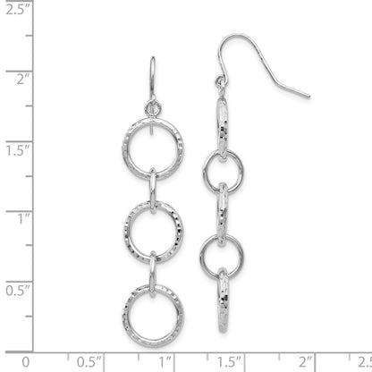14K Weißgold Diamantiert Kreis Ohrhänger