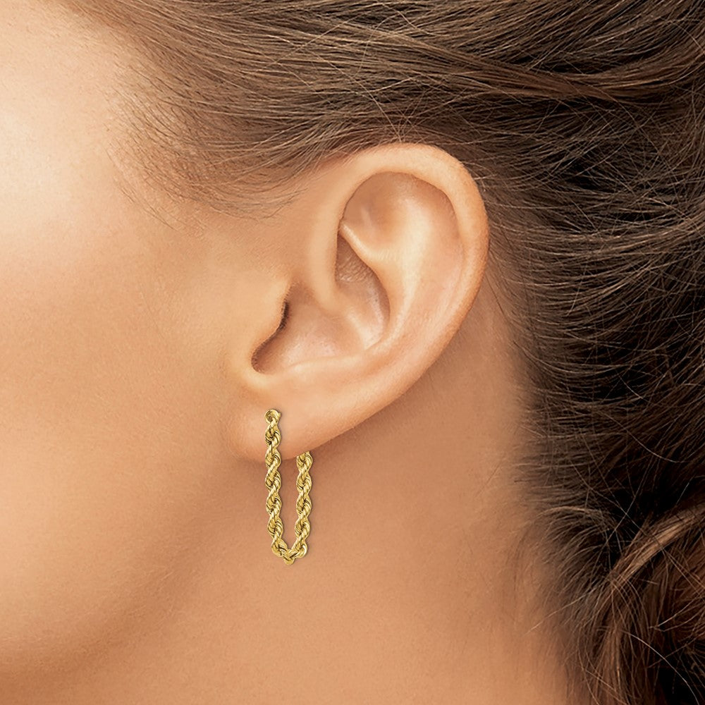 14K Gelbgold Hohl Kordel Ohrringe