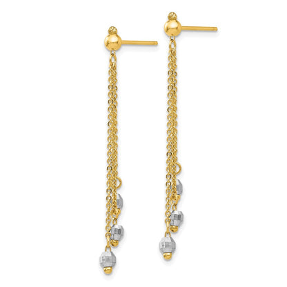 14K Bicolor Ankerkette Kette Facettiert Perle Ohrringe