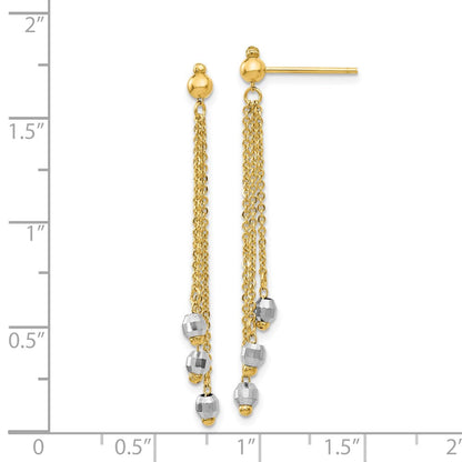 14K Bicolor Ankerkette Kette Facettiert Perle Ohrringe