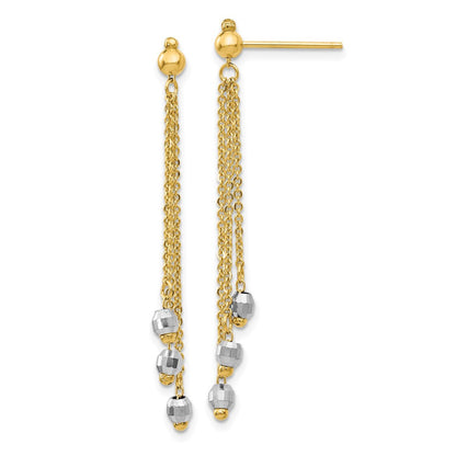 14K Bicolor Ankerkette Kette Facettiert Perle Ohrringe