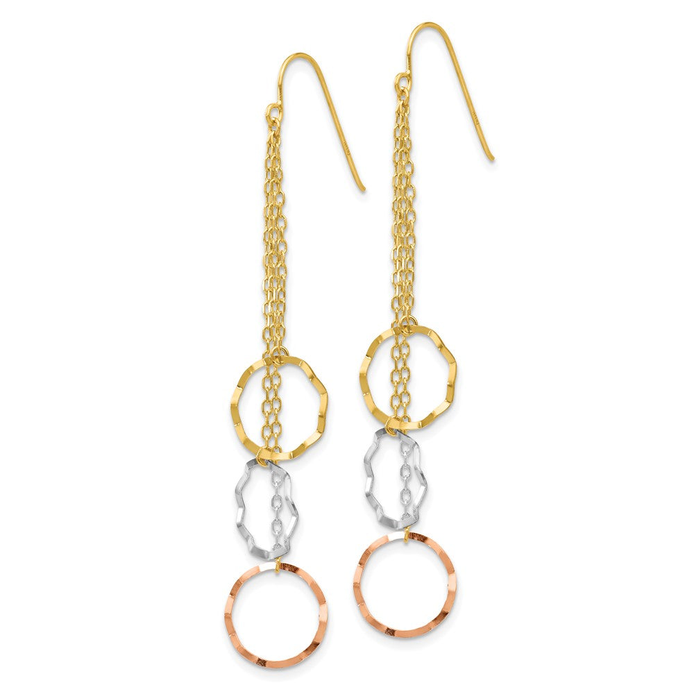 14K Tricolor Facettiert Kreis Ohrringe