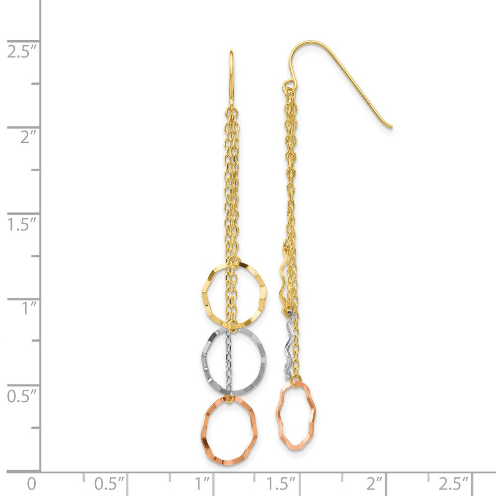 14K Tricolor Facettiert Kreis Ohrringe