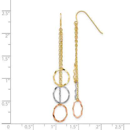 14K Tricolor Facettiert Kreis Ohrringe