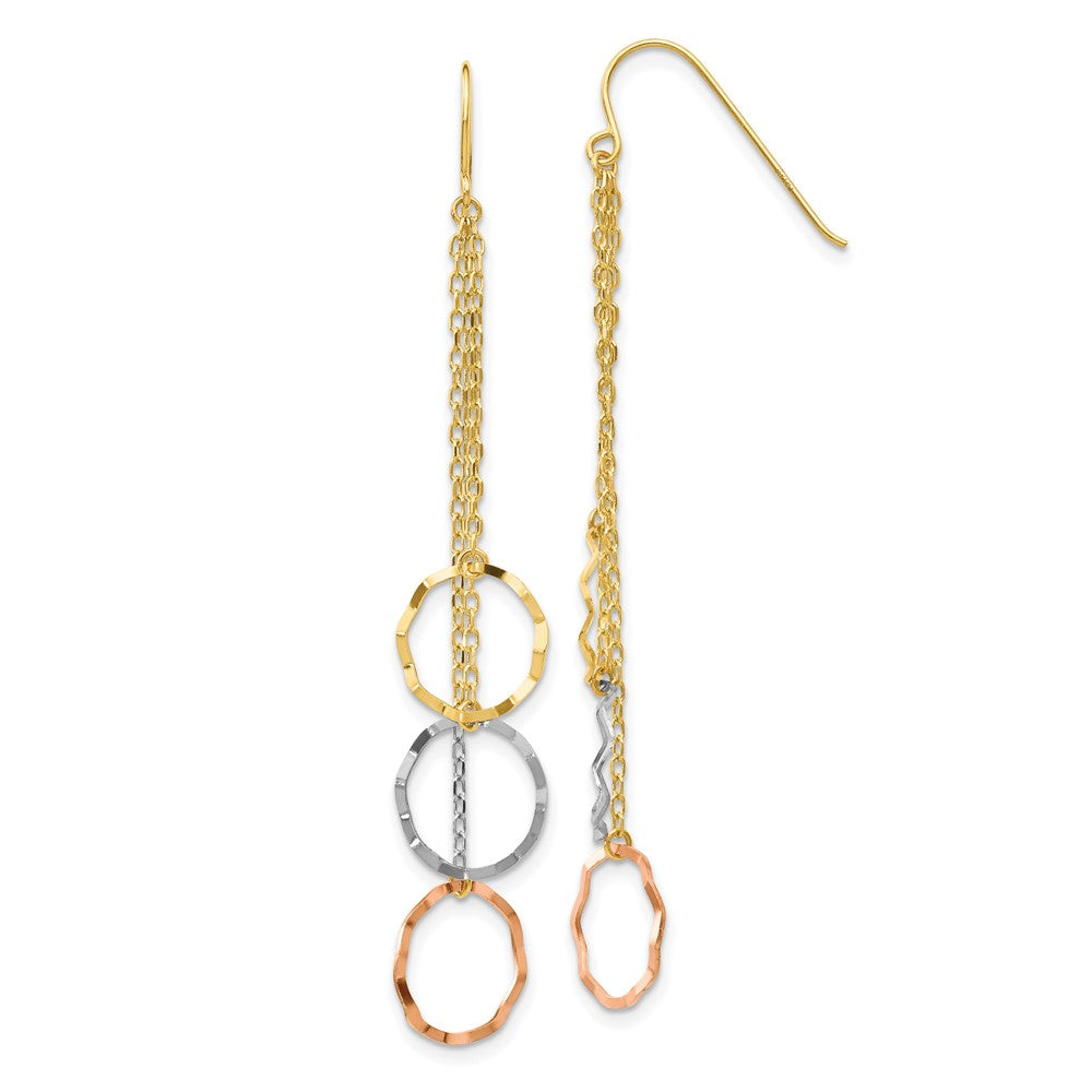 14K Tricolor Facettiert Kreis Ohrringe