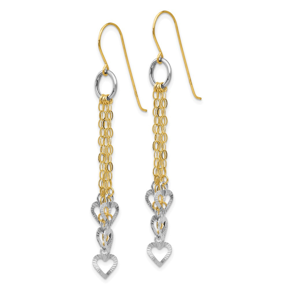 14K Bicolor Kreis 5 Herz Ohrringe