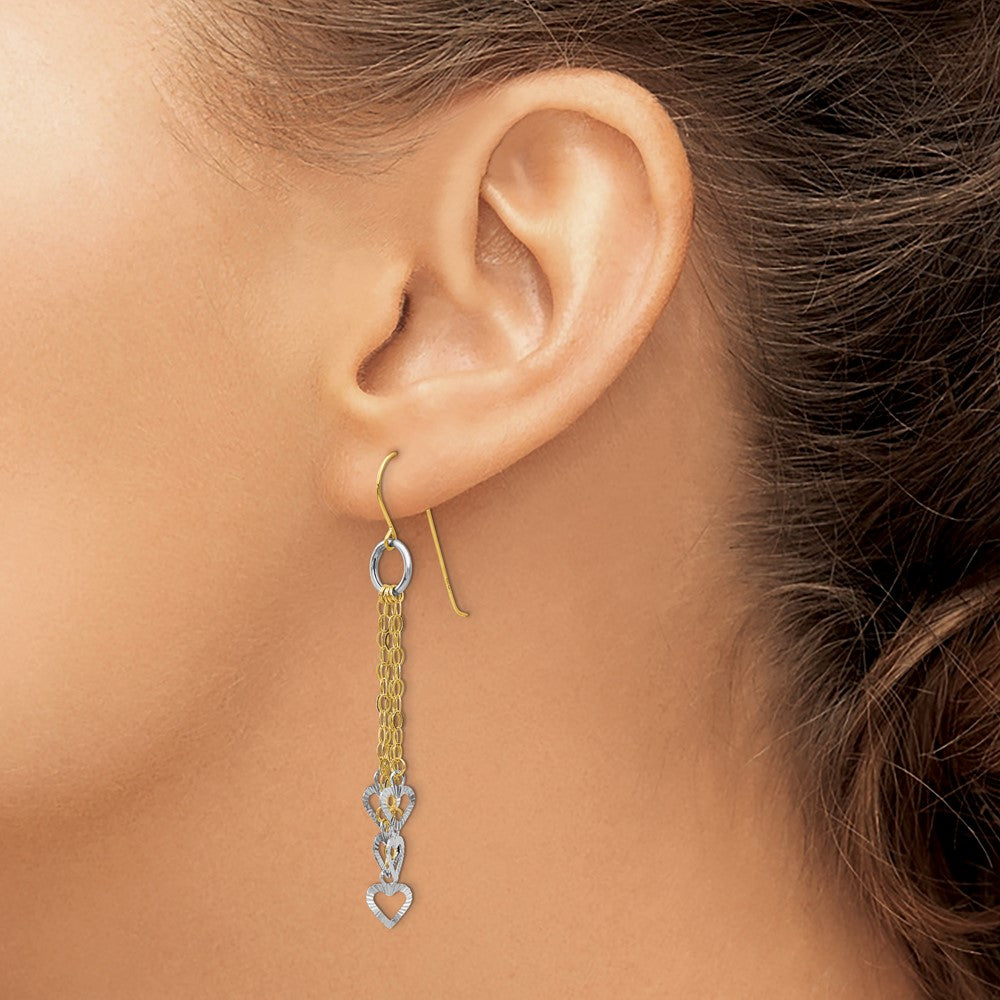 14K Bicolor Kreis 5 Herz Ohrringe